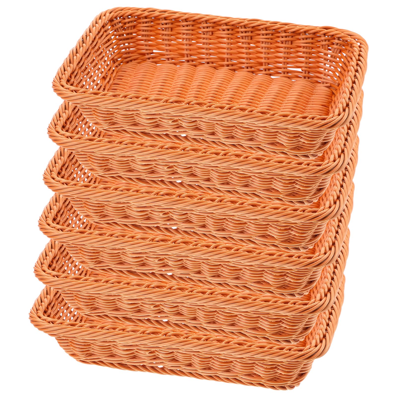 6 PCS 12x8x2.76 Inch Wicker Bread Basket, Woven Serving Basket, Tabletop Food Serving Basket for Restaurant, Bakery, Family Party, Hotel Serving, Fruits, Vegetables and Snacks, Brown