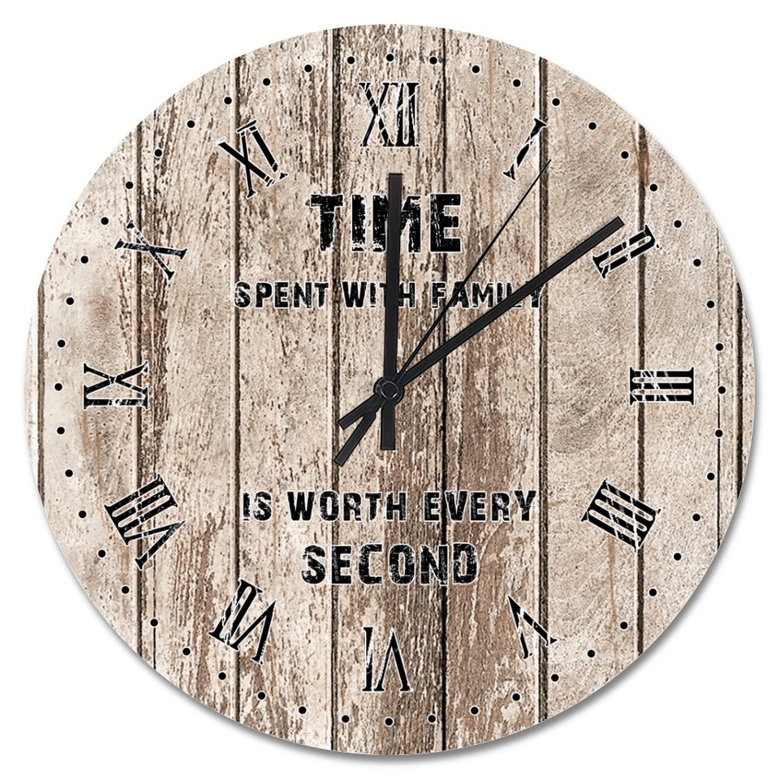 Horloge en bois 38cm silencieuse decorative pour mur de salon