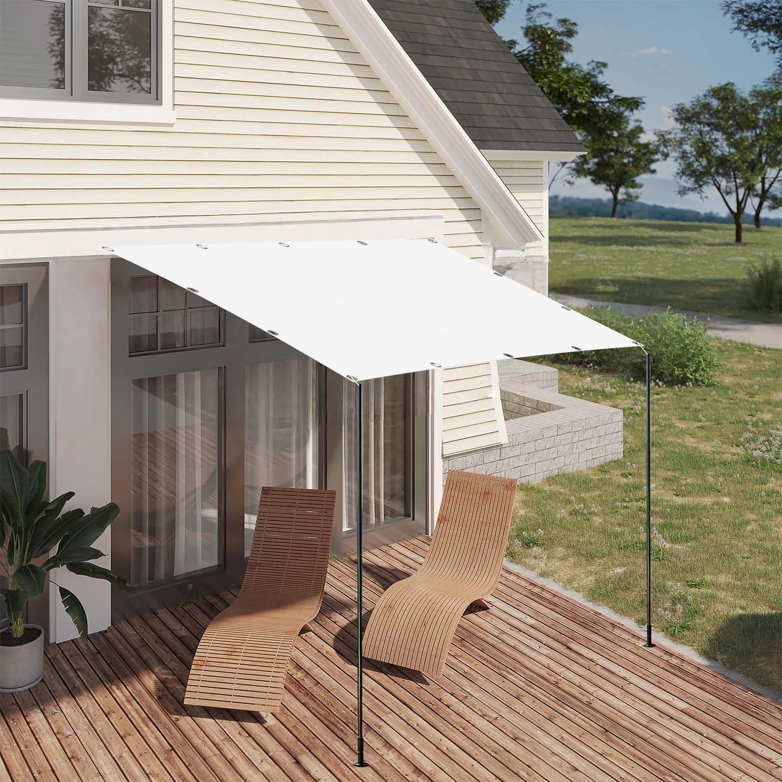 Toile d'ombrage blanche anti-UV et résistante aux déchirures avec cordes