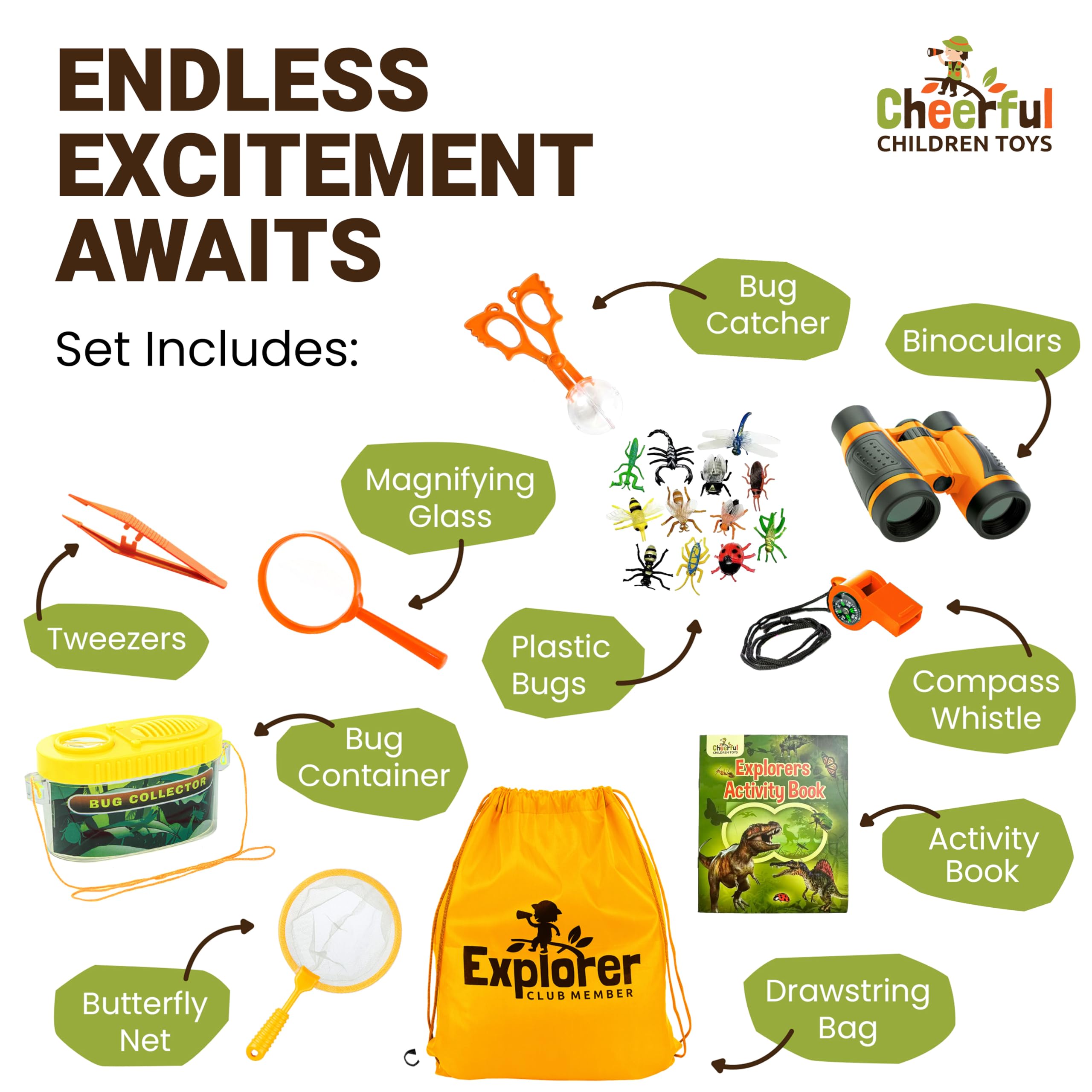 Kids Explorer Kit with Activity Book, Bug Hunting Kits for Children with Safari Vest Zoo Keeper Hat & Kids Binoculars - Image 2