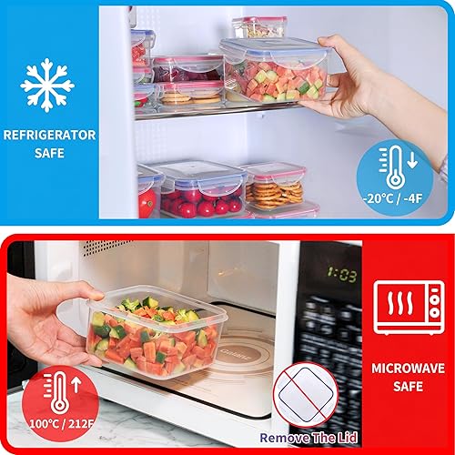 Miniatura 5 de Recipientes grandes de almacenamiento de alimentos de 52 piezas con tapas herméticas, materiales saludables, contenedores de plástico reutilizables