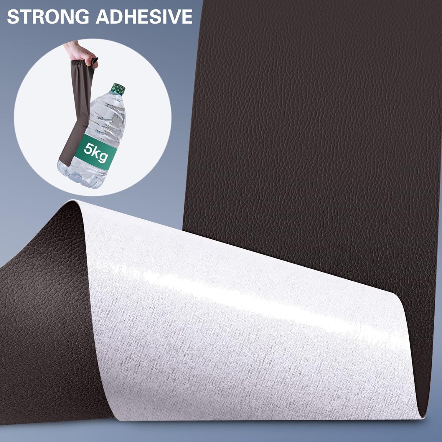 Self Adhesive Leather Repair Patch Kit, 17 in x 79 in Large Vinyl Leather Repair Tape for Furniture, Car Seat, Couch, Sofa, Chair Brownish Black