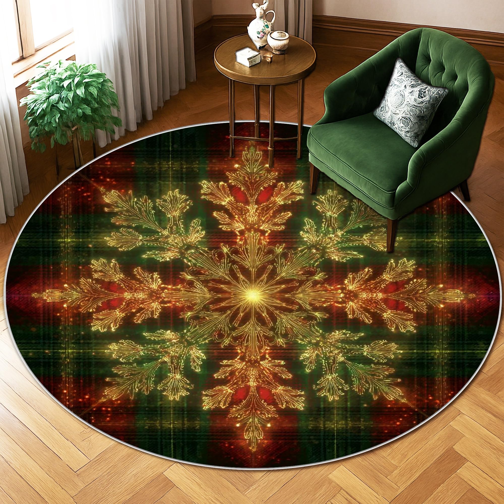 Tapis de sol flocon de neige anti-glisse pour sécuriser le sol vert de la salle à manger