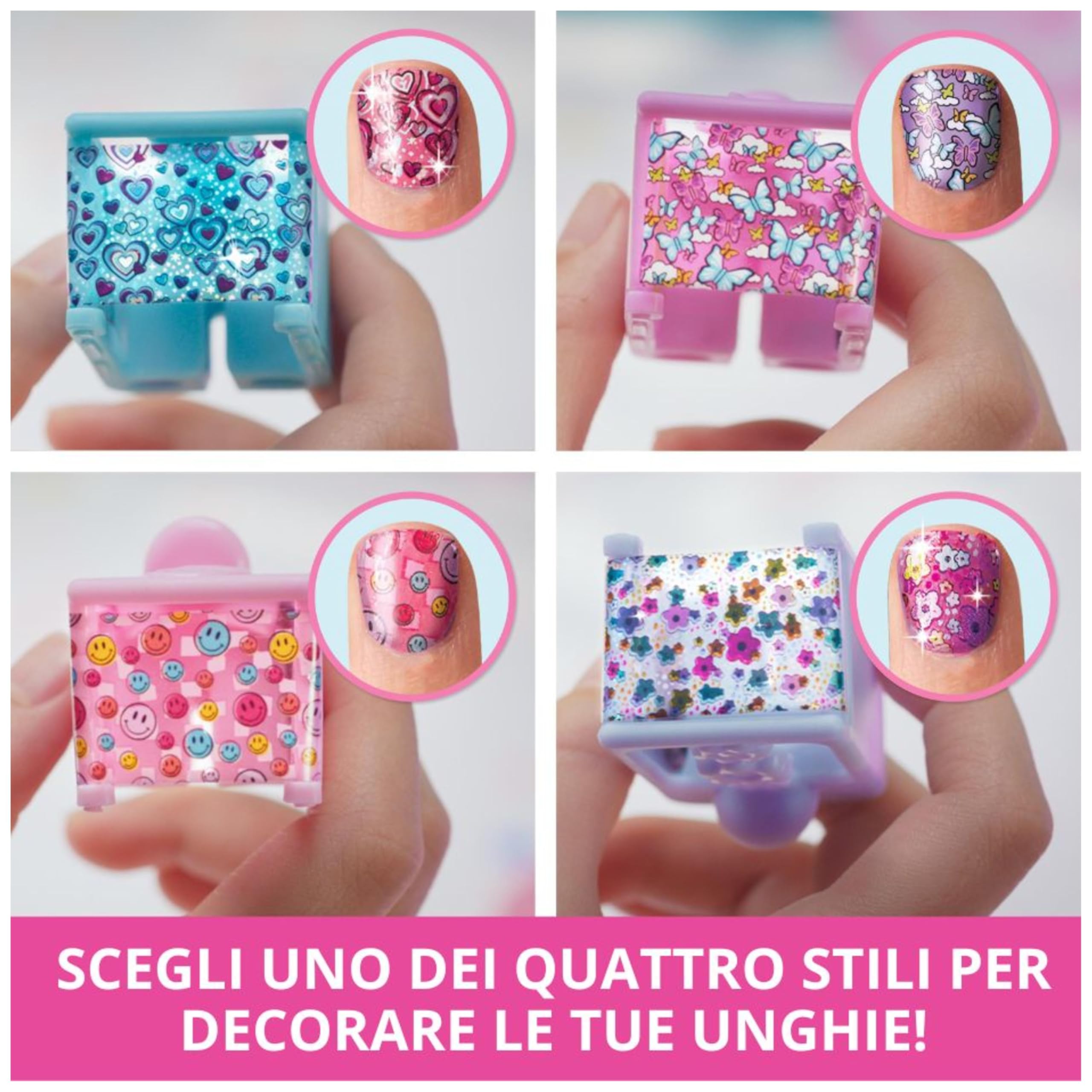 Cool Maker, GO GLAM, Macchina Decora Unghie, Decora 200 Unghie con 4 Motivi, 2 Applicatori di Smalto e Maschera per Unghie. Giocattoli Creativi per bambine, 7+ anni