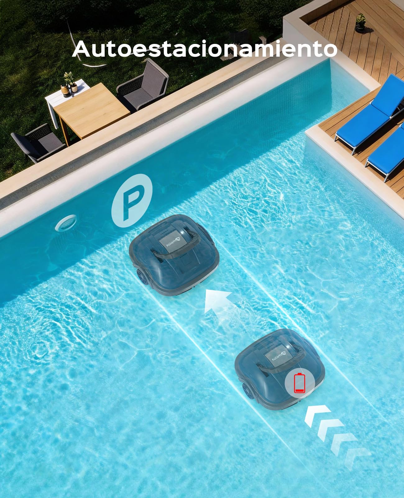 WINNY POOL CLEANER Robot Limpiafondos Piscina Electrico sin Cable,100 min Autonomía,Estacionamiento Auto,Filtración de 180 µm Limpiafondos Piscina,con Gancho,Piscinas Desmontables 80m²-Azul Oscuro