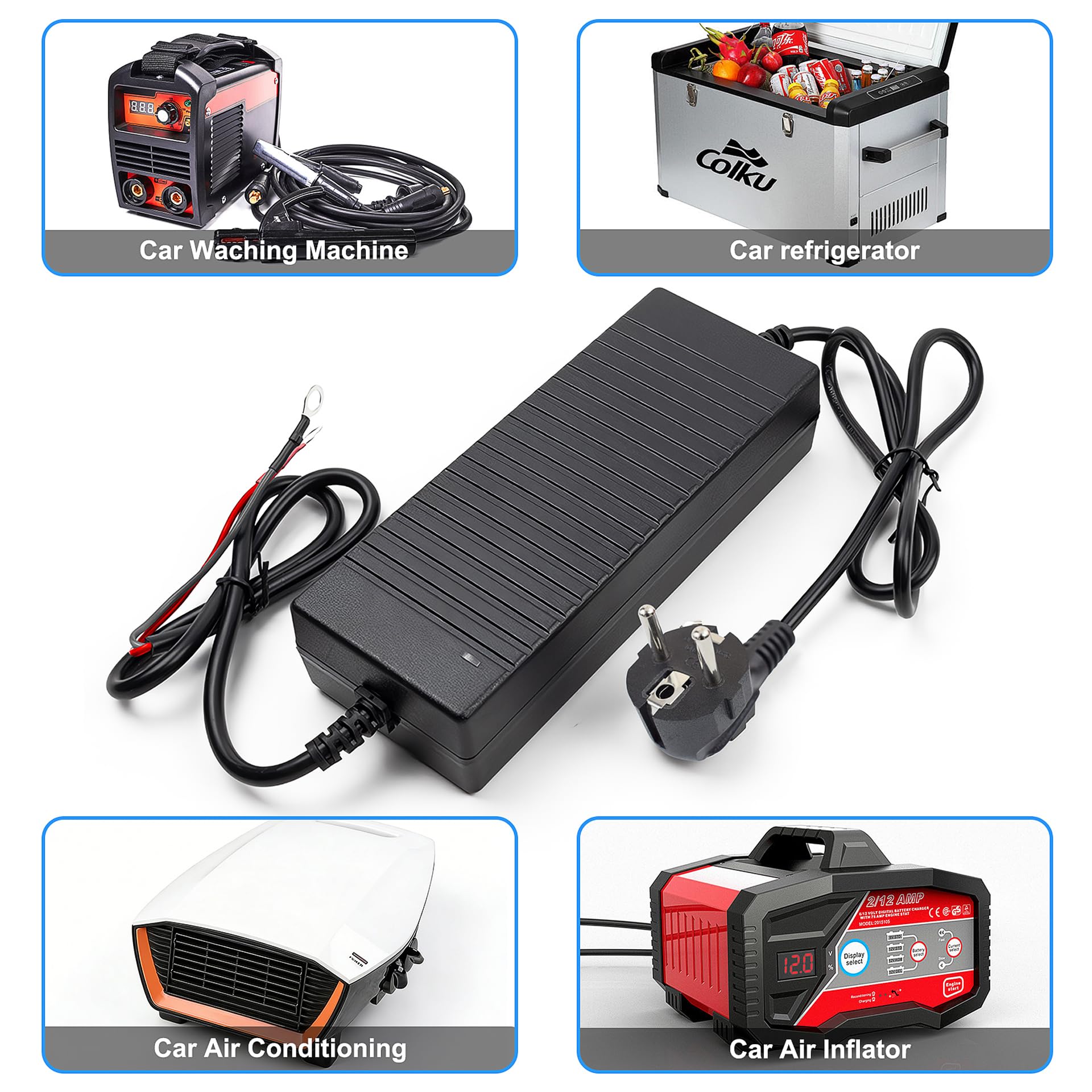 Adaptador para Calentador Diésel 220V a 12V 15A, 180W Convertidor de Voltaje, Adaptador de Alimentación para calefacción de aire diésel de 5 kW / 8 kW, Nevera, Freidora y Bomba de Aire