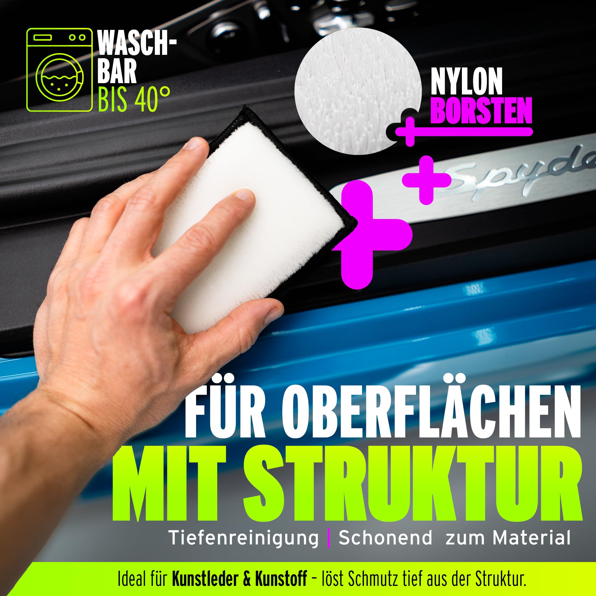 autopflege Koch Chemie Pol Star Kit de nettoyage pour textile et cuir et alcantara 1 l + vaporisateur + distributeur de mousse + tampon de gommage + brosse + 2 chiffons en microfibre | Nettoyant