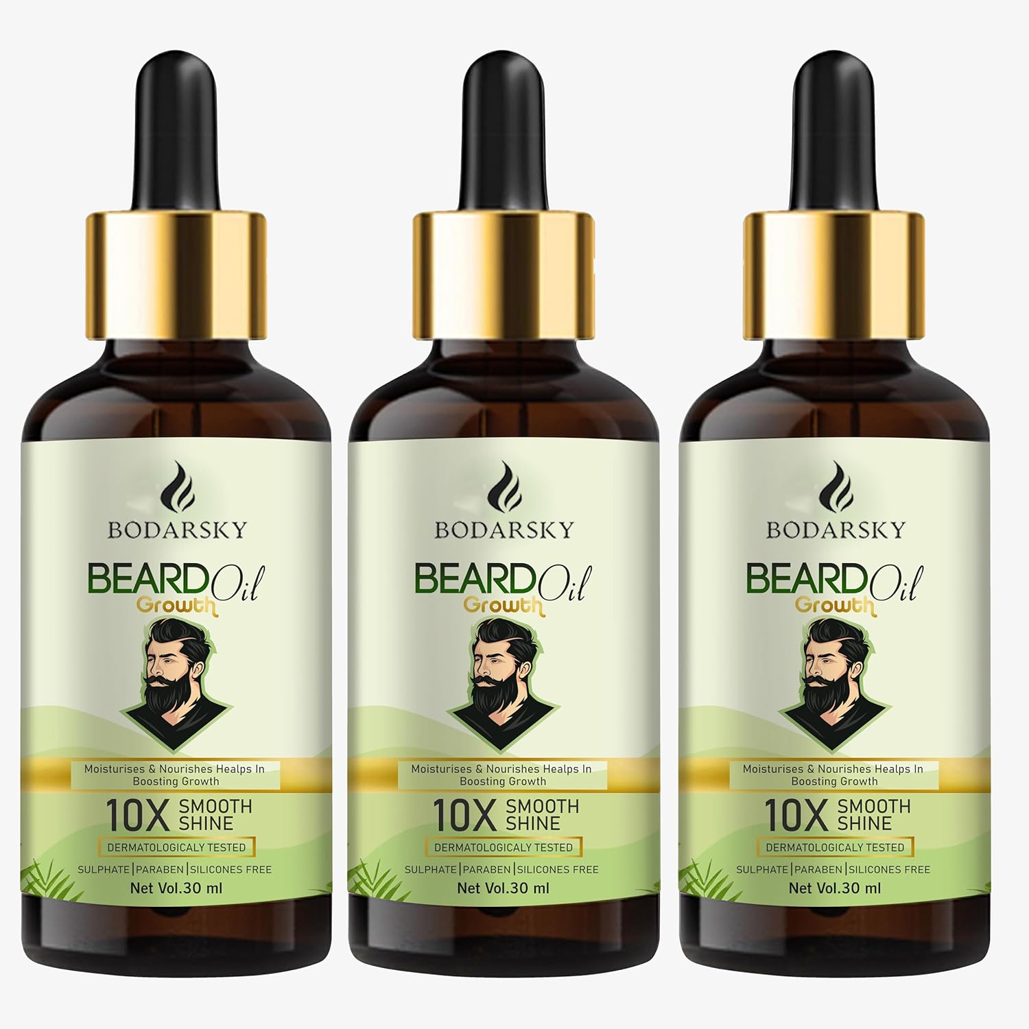 BODARSKYBeard Oil for Men, Natural Moustache and Beard Growth Oil and Beard Softener for softer, dandruff free and itch free beard -Pack Of 3 (K_C_1352030)