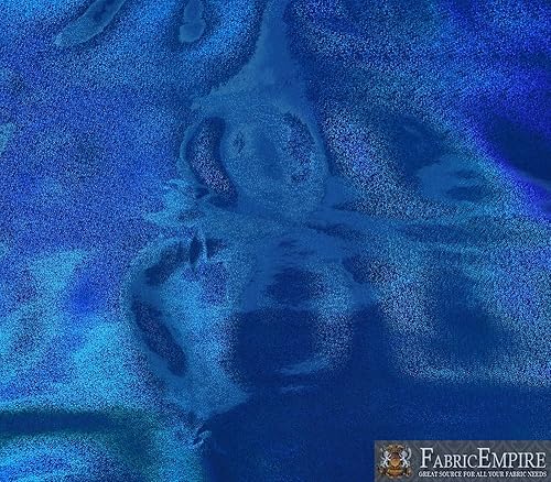 Fabric Empire Tela brillante con holograma de vinilo azul real, 54 pulgadas de ancho, vendido por yarda