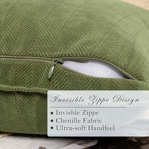 Miniatura 4 de Snycler Juego de 2 fundas de almohada verdes de 16 x 16 pulgadas, fundas de almohada de felpilla con diseño elegante, suaves y lujosas, almohadas