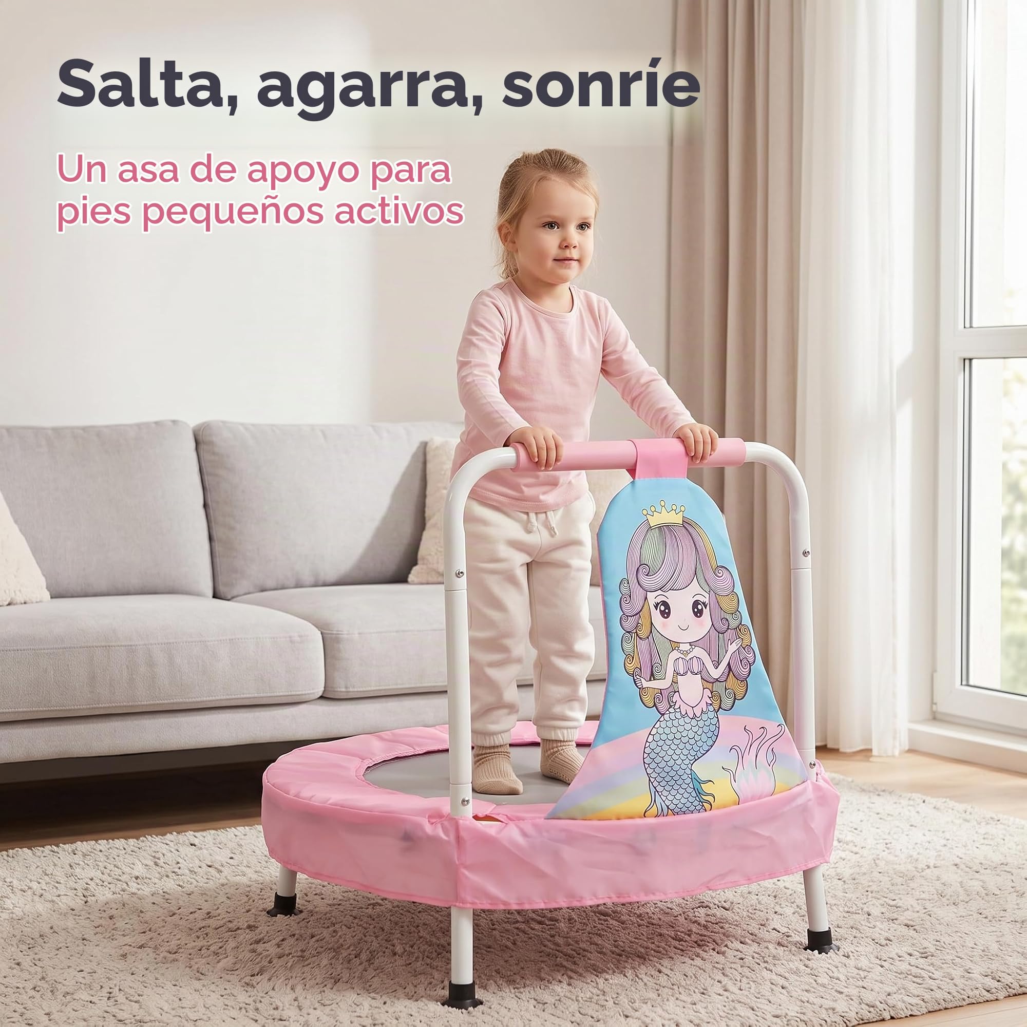 Trampolín para bebé, mini cama elástica para niños, interior y exterior, para niños de 6 meses a 3 años