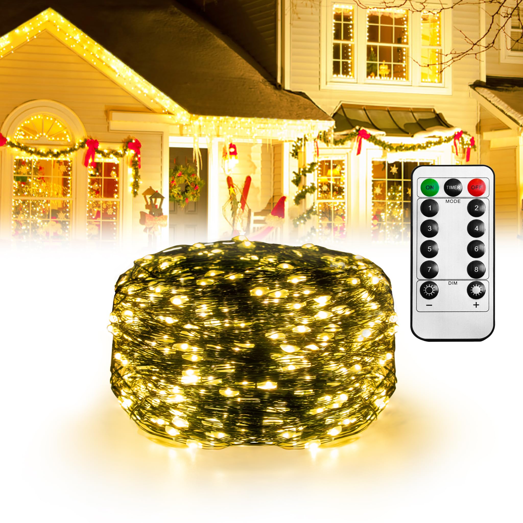 Yunvin LED Fairy Lights Copper Wire Christmas Lights with Plug 200M 2000LED