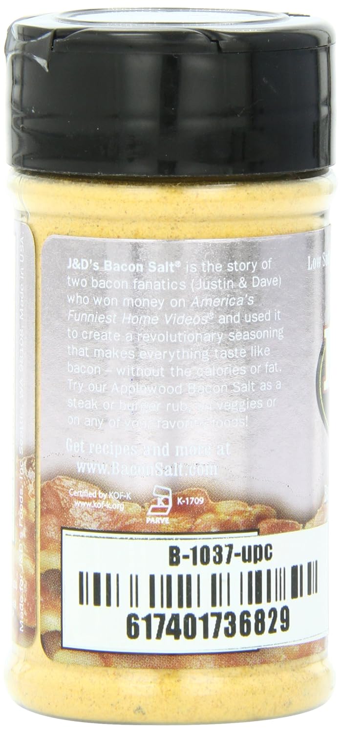 J&D's Bacon Salt, Applewood, 2.5 Ounce : Flavored Salt : Grocery & Gourmet Food