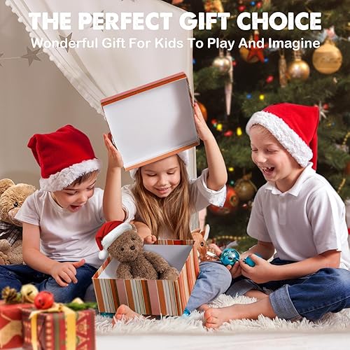 Miniatura 3 de Tienda de campaña grande para niños, tienda de campaña de juegos con pompones para interiores, casa de juegos, tienda de campaña para niños y niñas,