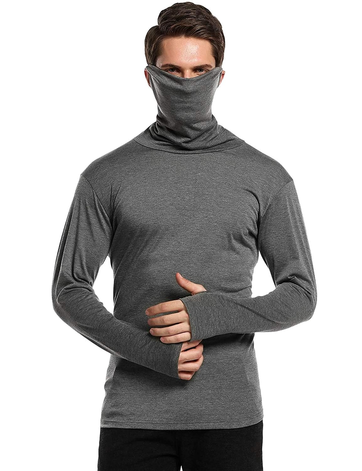 Pause Grey Solid High Neck Slim Fit Full Sleeve Men’s Mask T-Shirt – Stylish & Comfortable (PA-SS23-CT02191508-DGR-XL) Pause Grey Solid High Neck Slim Fit Full Sleeve Men’s Mask T-Shirt – Stylish & Comfortable (PA-SS23-CT02191508-DGR-XL)