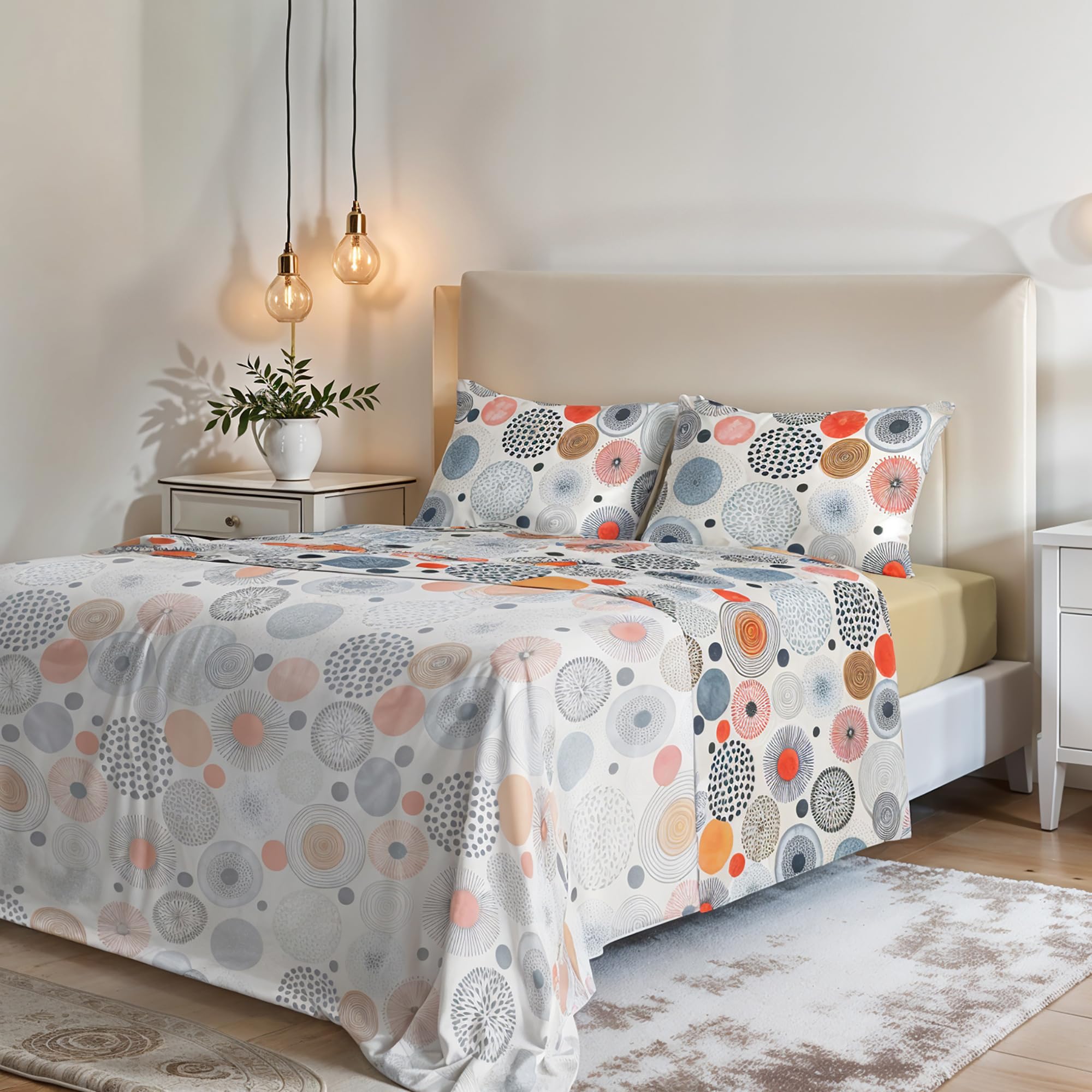 MB HOME ITALY “Fantasy” Bed Sheets Set, Double, Acquerello