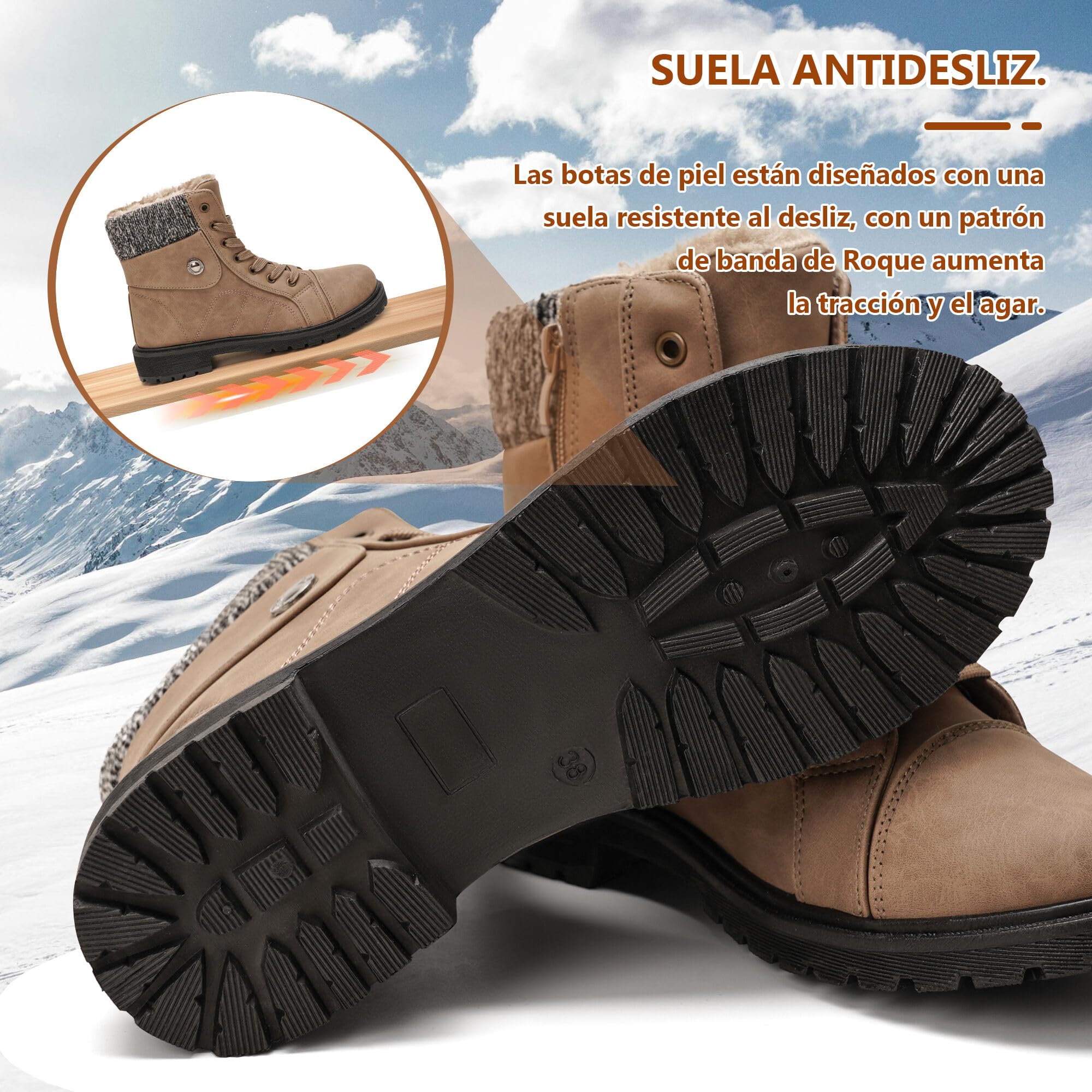 GLAMORA Stivaletti invernali da donna impermeabili e termici con fodera calda e suola antiscivolo, comodi stivali con cerniera per camminare, lavoro o escursioni leggere in montagna e città