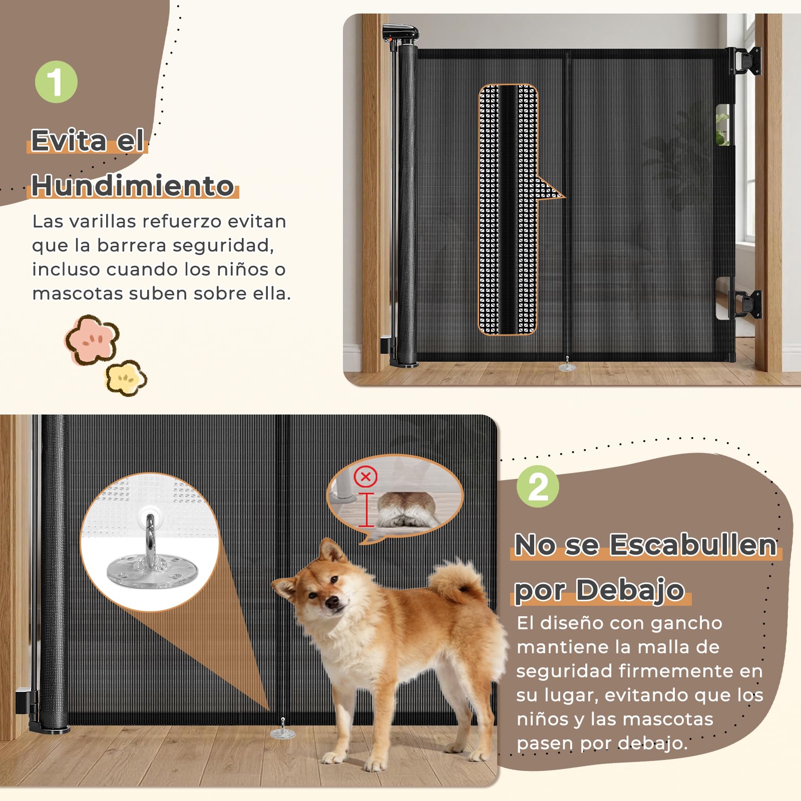 Ycozy 2026 Barrera Seguridad Niños Escalera Extensible 0-150cm Puerta Escalera Bebé Seguridad Retráctil con Diseño Barra Reforzada, Valla para Perros Infantil Pasillo Interiore Exteriore