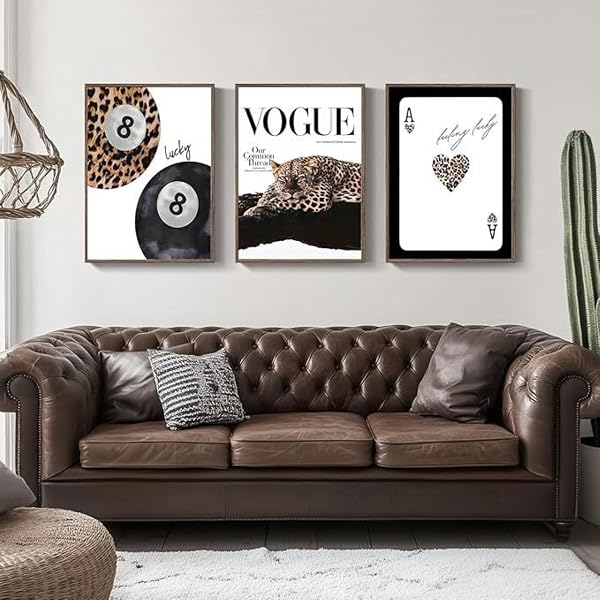 JANAGIN 3er Set Leinwand Bilder, Moderne Bilder Wohnzimmer Poster Set, Leopard Y2k Wandbilder für Schlafzimmer, Ohne Rahmen (30x40 cm) - 3
