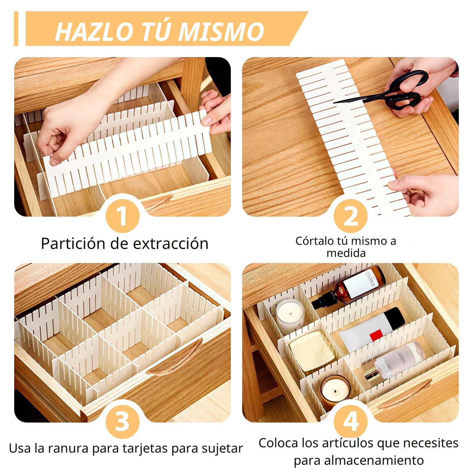 CRESZZLE 16 separadores de cajones ajustables – Organizador cajones para almacenar ropa interior, calcetines y joyas – Separadores cajones ajustables para una organización perfecta de los cajones.