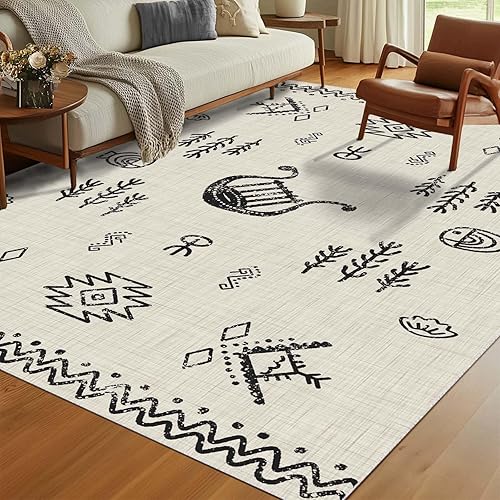 Miniatura 65 de Alfombras lavables de 5 x 7 pies para sala de estar, alfombras para dormitorio, alfombras grandes, alfombras de lana sintética ultra suave, alfombra