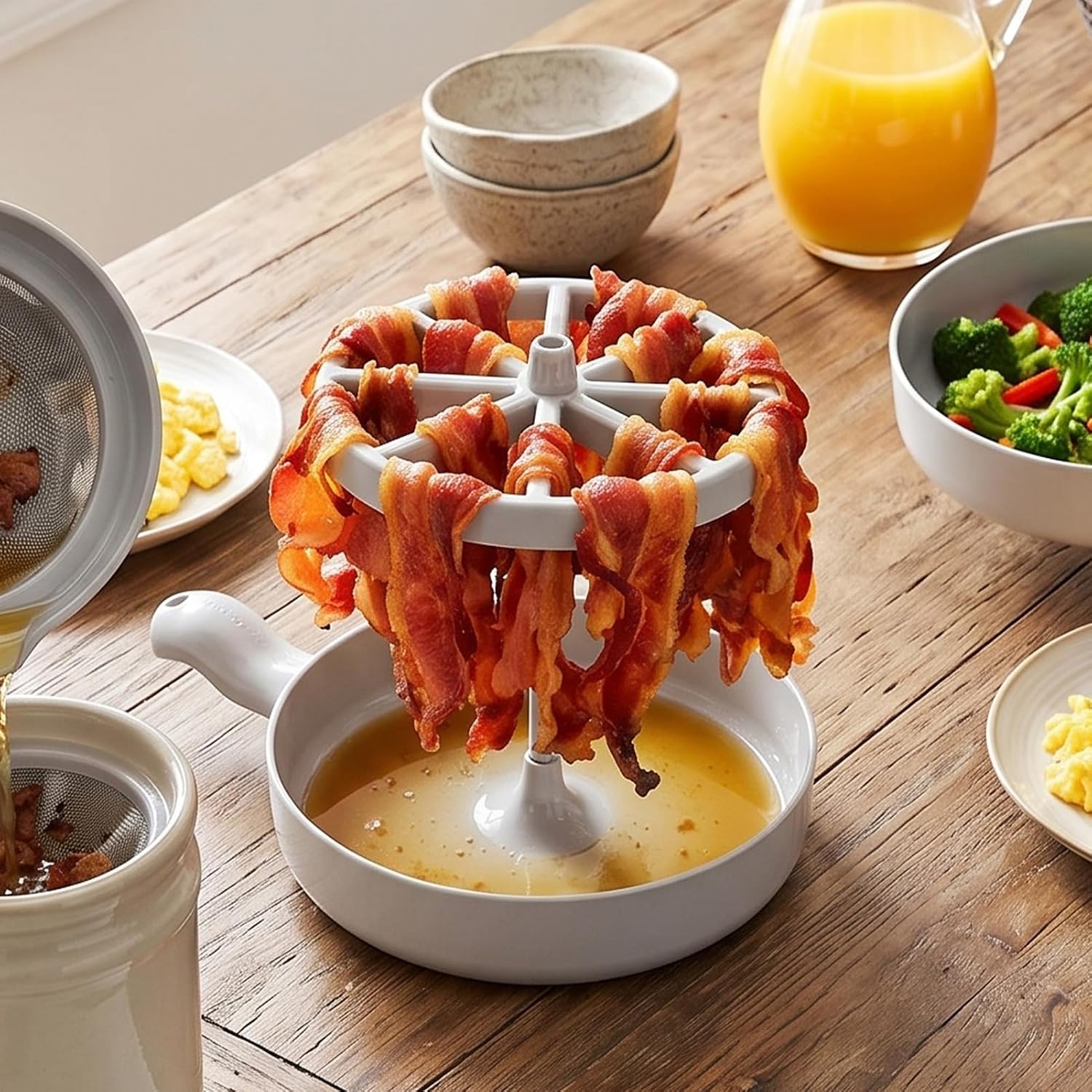 Diydeg Microwave Bacon Cooker, Crispy Bacon Maker with Built In Grease Filter, Microwave Cooking Tray for Vegetables Leftovers Breakfast Kitchen Home Cooking