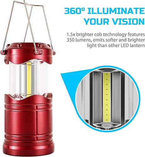 Miniatura 19 de Lichamp Paquete de 4 linternas de campamento COB, linterna portátil de alto lumen para acampar al aire libre, kit de equipo de supervivencia