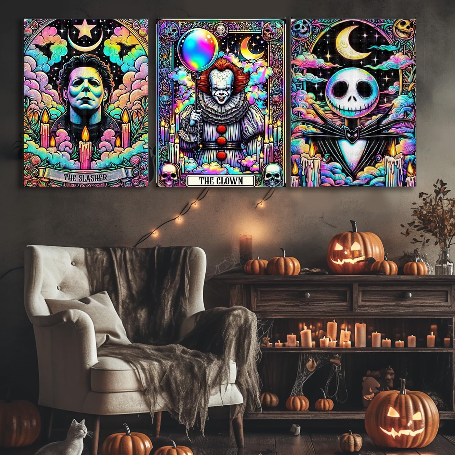 VeGuude 8 Pack Halloween Diamond Art Kits for Adults Colorful Tarot Art