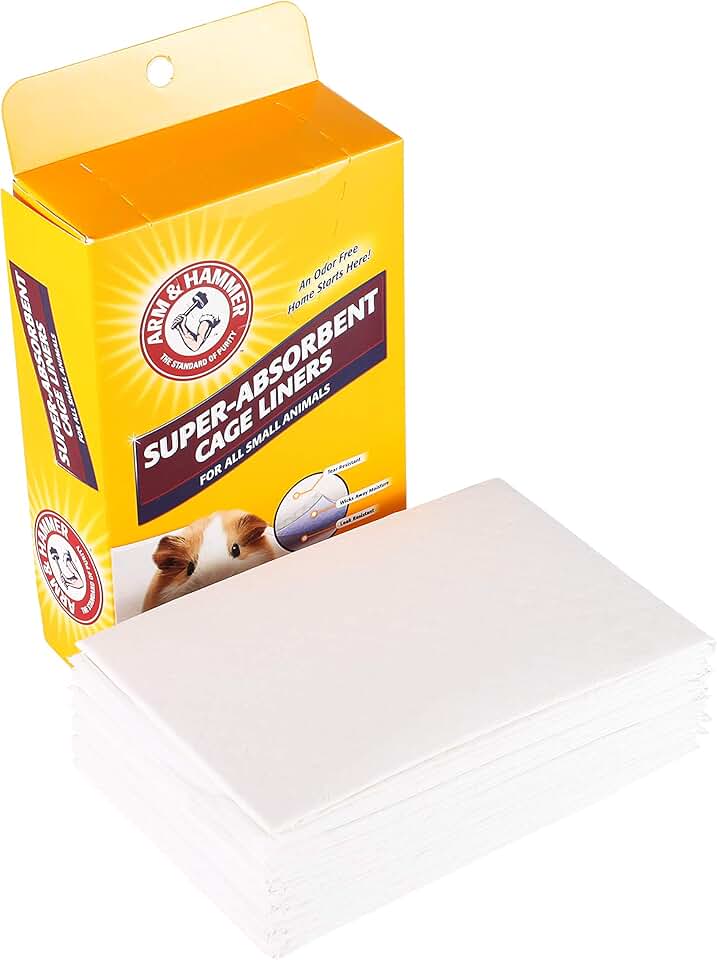 Arm &amp; Hammer Super Absorbent Cage Liners for Guinea Pigs, Hamsters, Rabbits &amp; Small Animals, Odor Control Cage Tray Liners for Wire or Mesh Grate Cages, Trim to Fit, 7 Count
