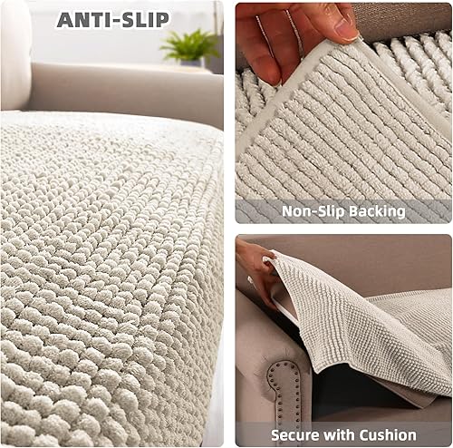 Miniatura 2 de Flamingo P Funda de cama de felpilla para perro, funda gruesa para sofá biplaza para perros, lavable, protector antideslizante para sofá de 2