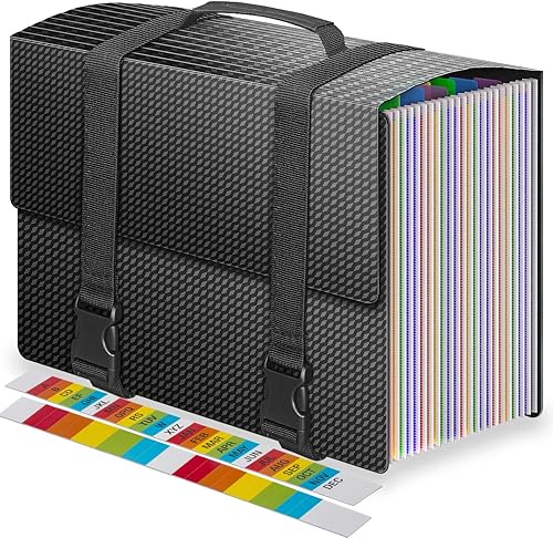 Miniatura 1 de Organizador de archivos de acordeón expandible con asa, carpeta de acordeón de 25 bolsillos, organizador de documentos, caja de archivo ampliable,
