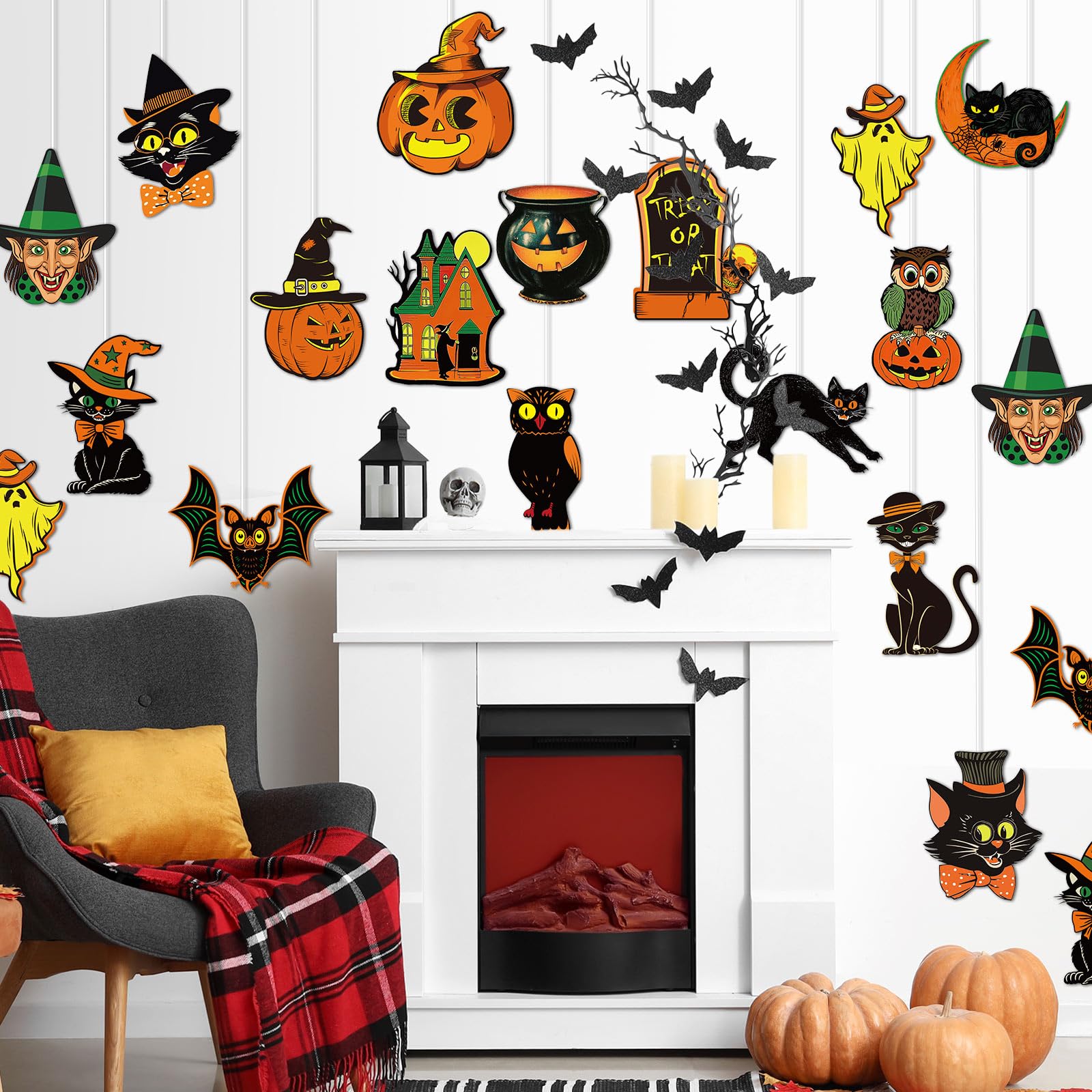 Amazon.com: JarThenaAMCS 48 Pcs Vintage Halloween Cutouts Retro