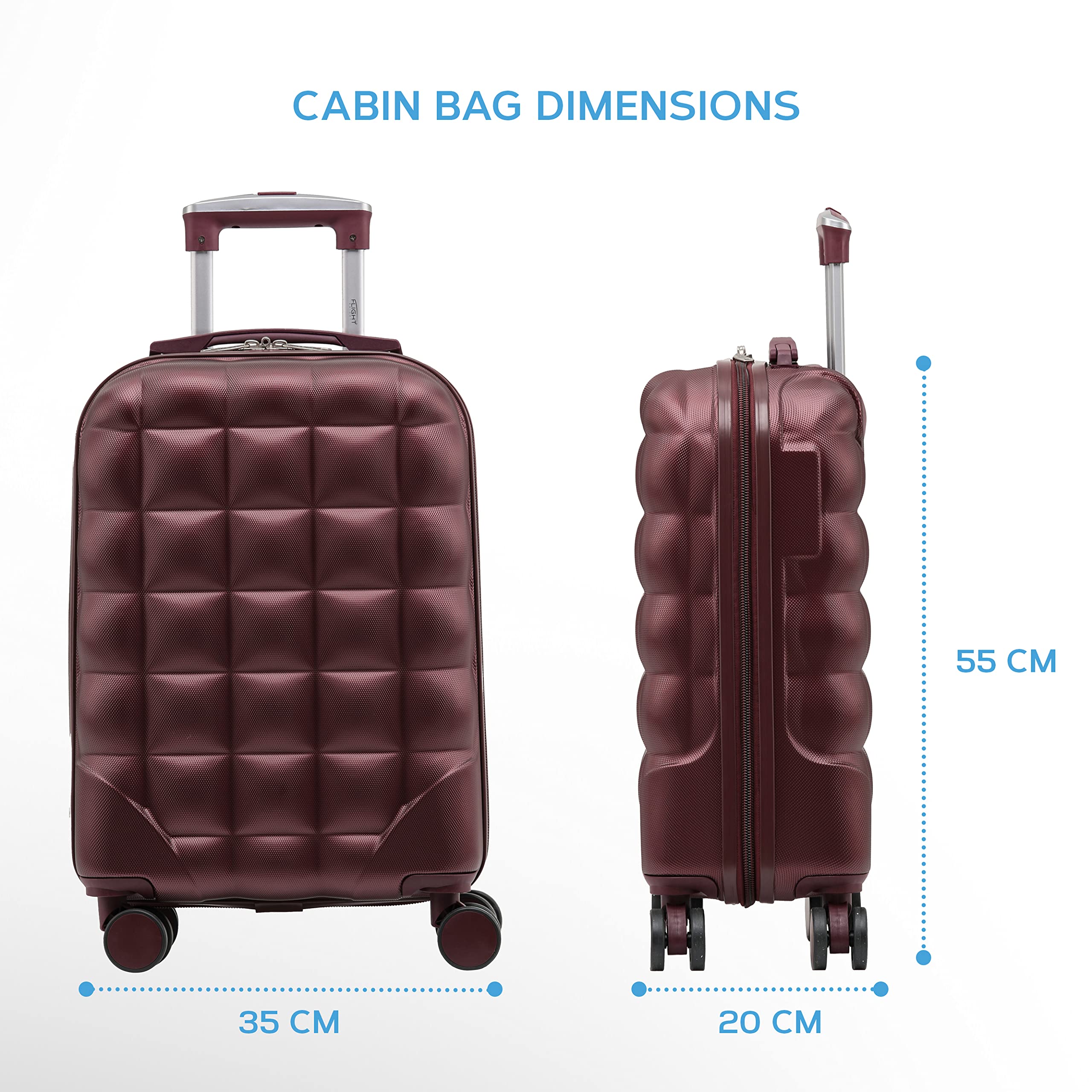 Flight Knight Bubble Suitcase Ryanair easyJet Jet2 Approved 8 Wheel Hardcase Suitcases Cabin or Medium & Large Check-in Sizes