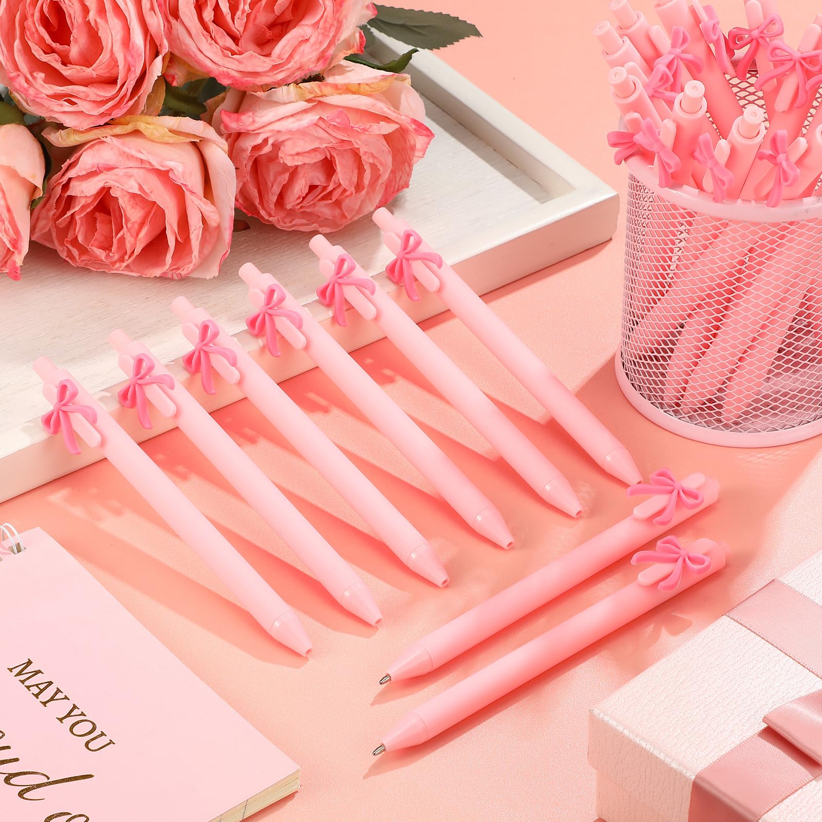 Sayglossy 20 Pcs Pink Bow Ballpoint Pens Coquette Aesthetic - View #12