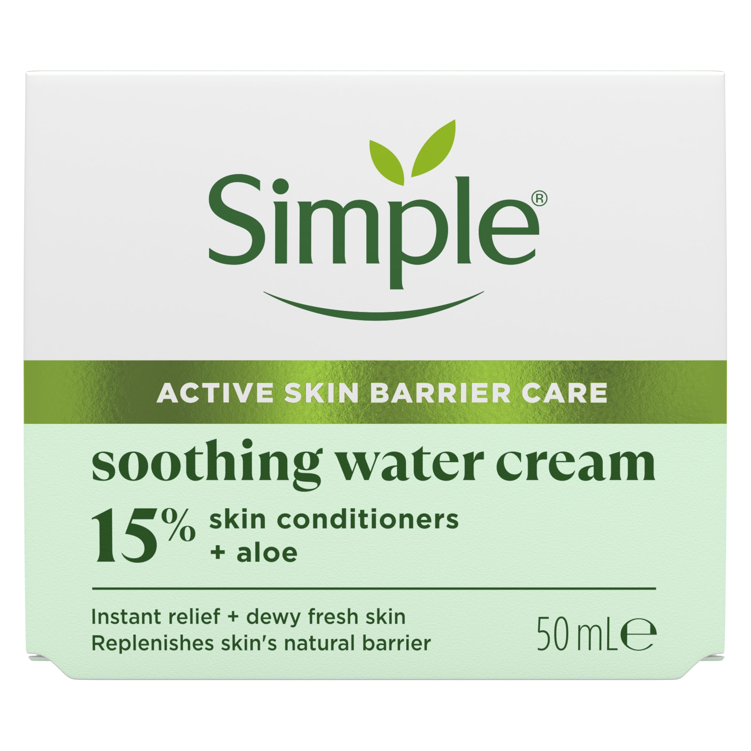 Simple Soothing Water Face Cream, With Bio-Lipids & Aloe- Hydrates & Soothes Dry