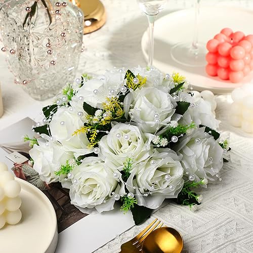 Miniatura 3 de Hicarer Decoraciones del día de San Valentín, 157 pies, 24 cuerdas, cadena de perlas para velas flotantes, perlas de imitación como relleno