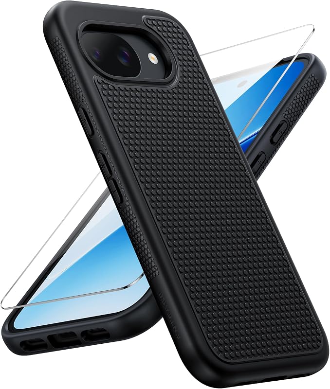 FNTCASE para Google Pixel 10A Funda: TPU Suave Antideslizante a Prueba de Golpes Negro | Protección contra caídas de grado militar de 14 pies, fundas protectoras para teléfonos con textura mate y protector de pantalla, para uso diario, negro