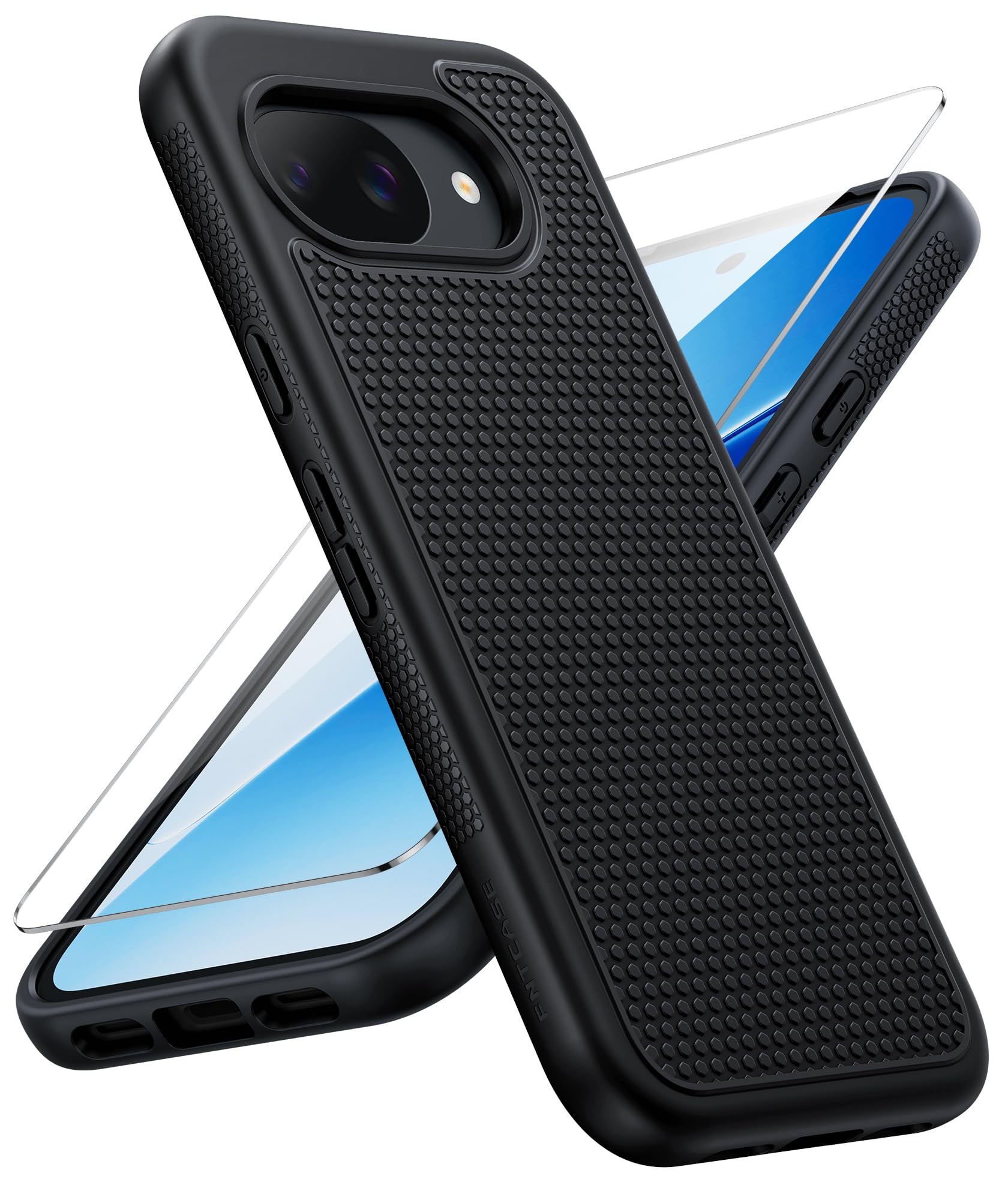 FNTCASE for Google Pixel 10A Case: Soft TPU Non Slip Shockproof Cover Black | 14FT Military Grade Drop Protection, Matte Textured Protective Phone Cases With Screen Protector, for Daily Use, Black