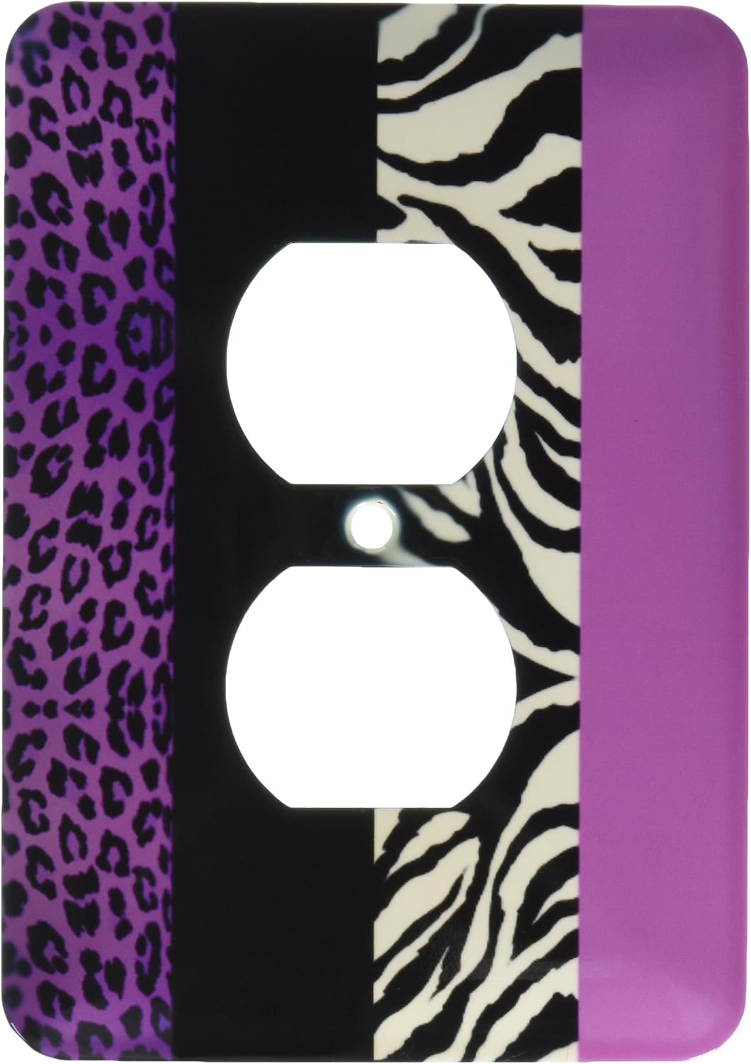3dRose LLC lsp_35434_6 Purple Black and White Animal Print - Leopard and Zebra - 2 Plug Outlet Cover
