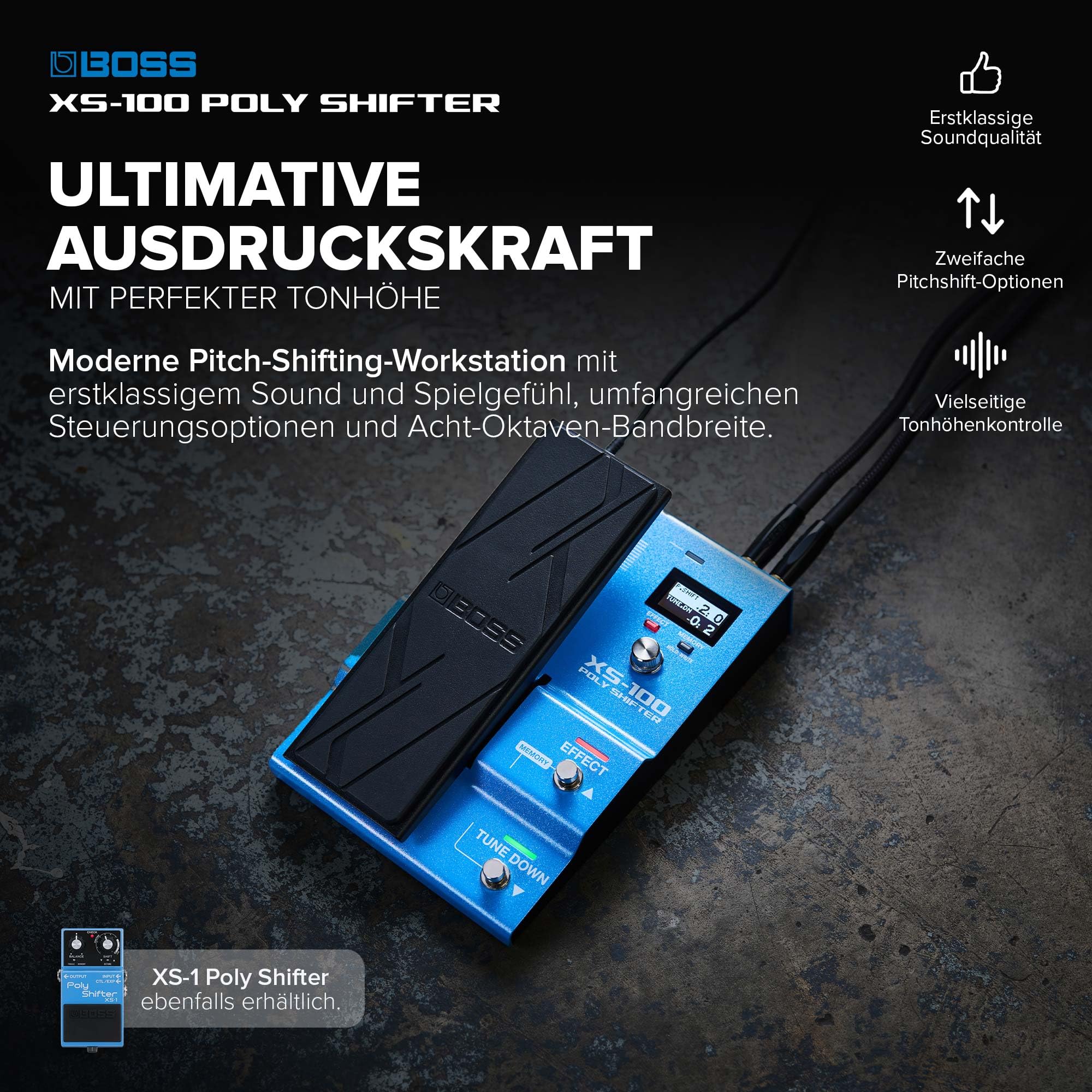 BOSS XS-100, Moderne Pitch-Shifting-Workstation mit umfangreichen Steuerungsoptionen und einer Bandbreite von acht Oktaven