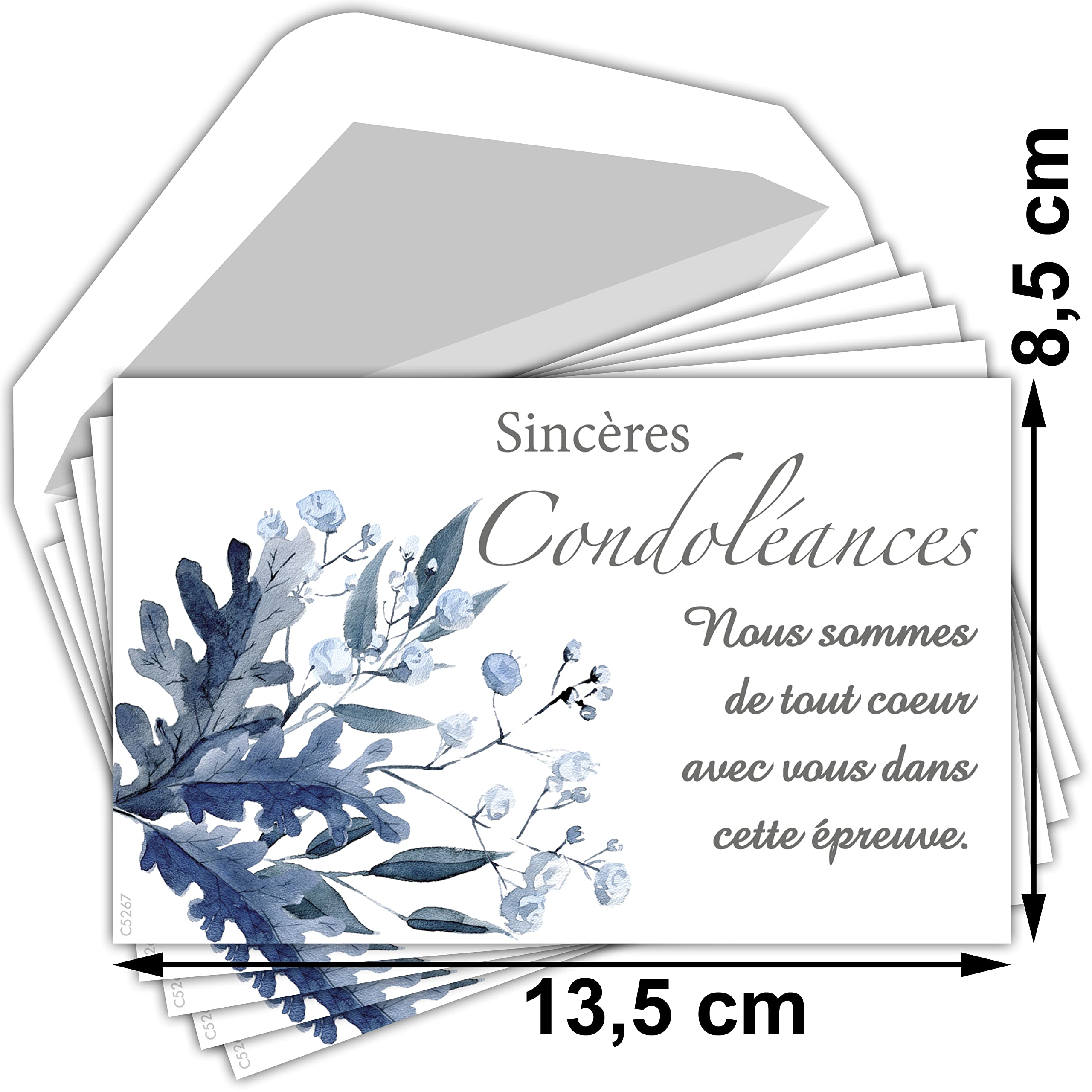 Afie C5267 Pack of 5 Thank You Cards 135 x 85 mm with 5 White Envelopes - Blue Oak Leaves, Blau, 13.5 x 8.5 cm - Image 4