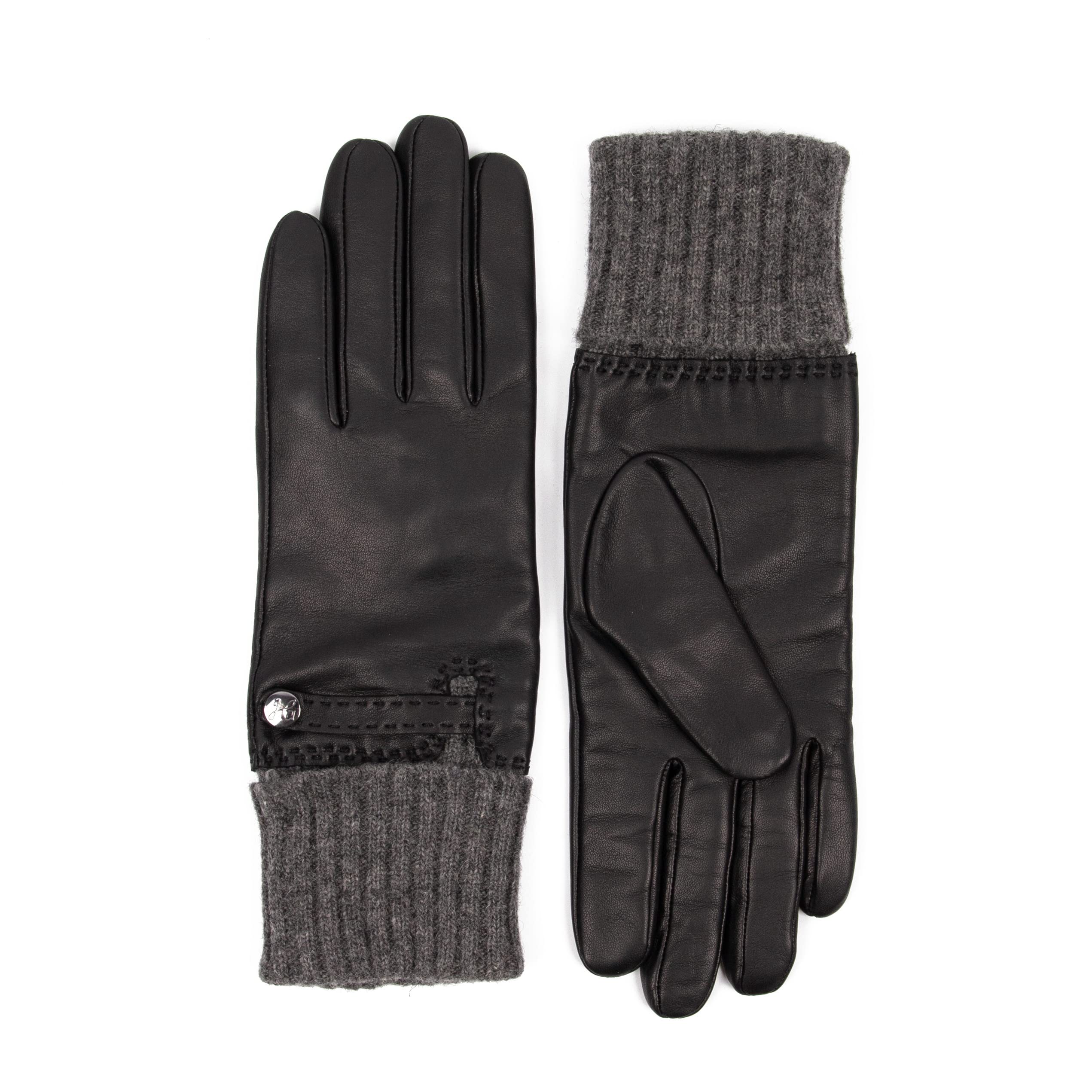 STELLA New Edition - Guantes de piel para mujer con capucha de punto largo y cálido, capaces de pantalla táctil, suave piel de cordero extra cálido y elegante