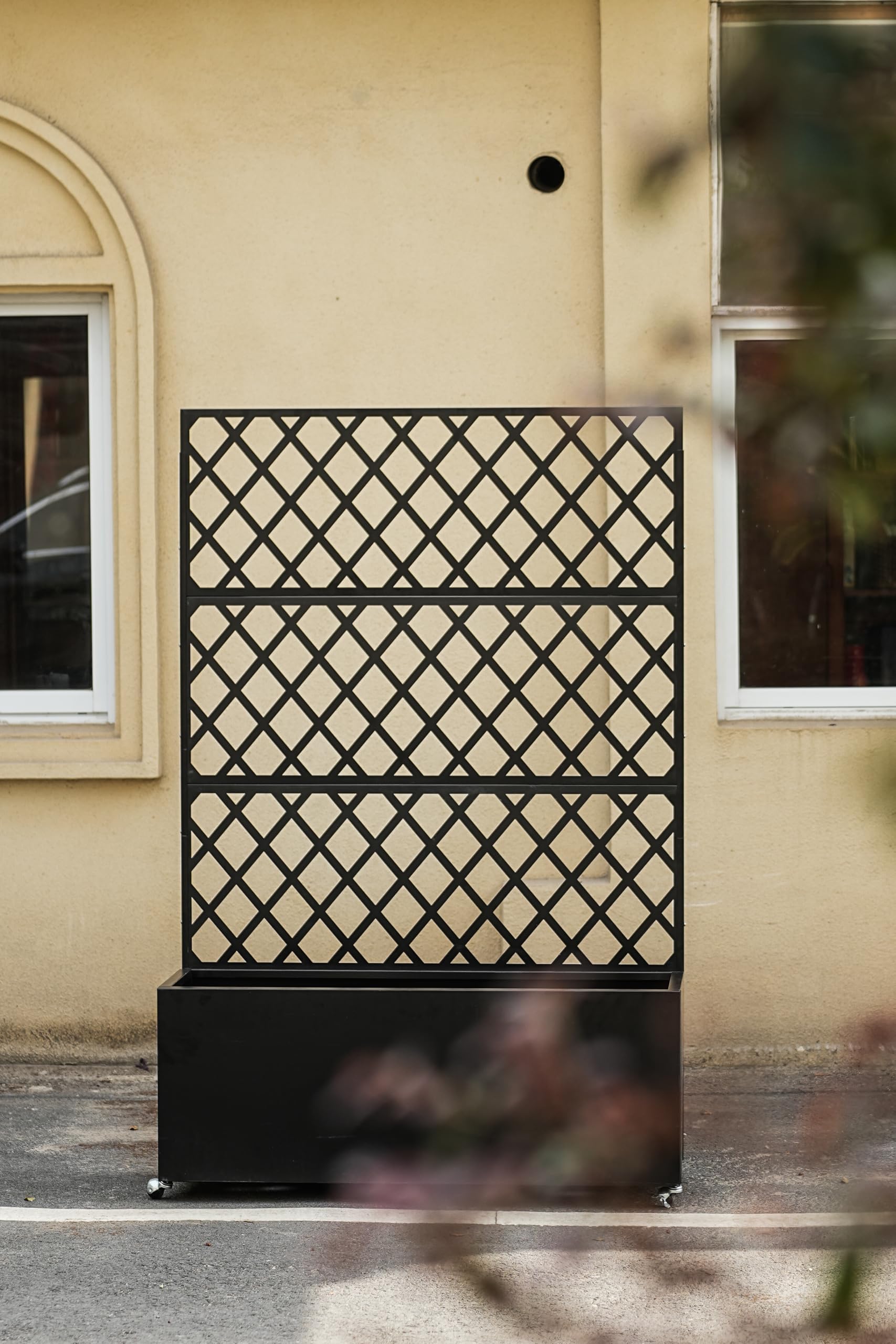 Jardinière extérieure en acier galvanisé, avec treillis et roues avec frein, trous de drainage et écran pour la confidentialité des légumes, convient pour les terrasses et balcons, 89 x 180 cm