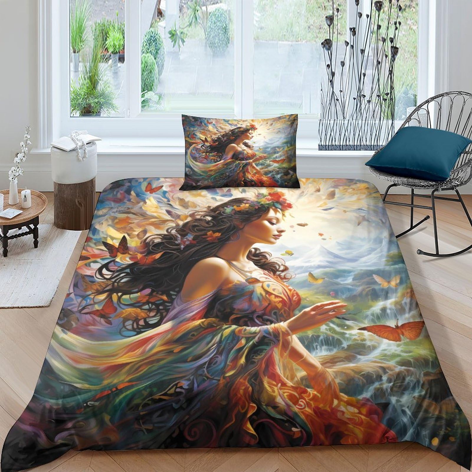 Housse de couette papillon zippée fini les couettes qui glissent parure de lit 3D microfibre