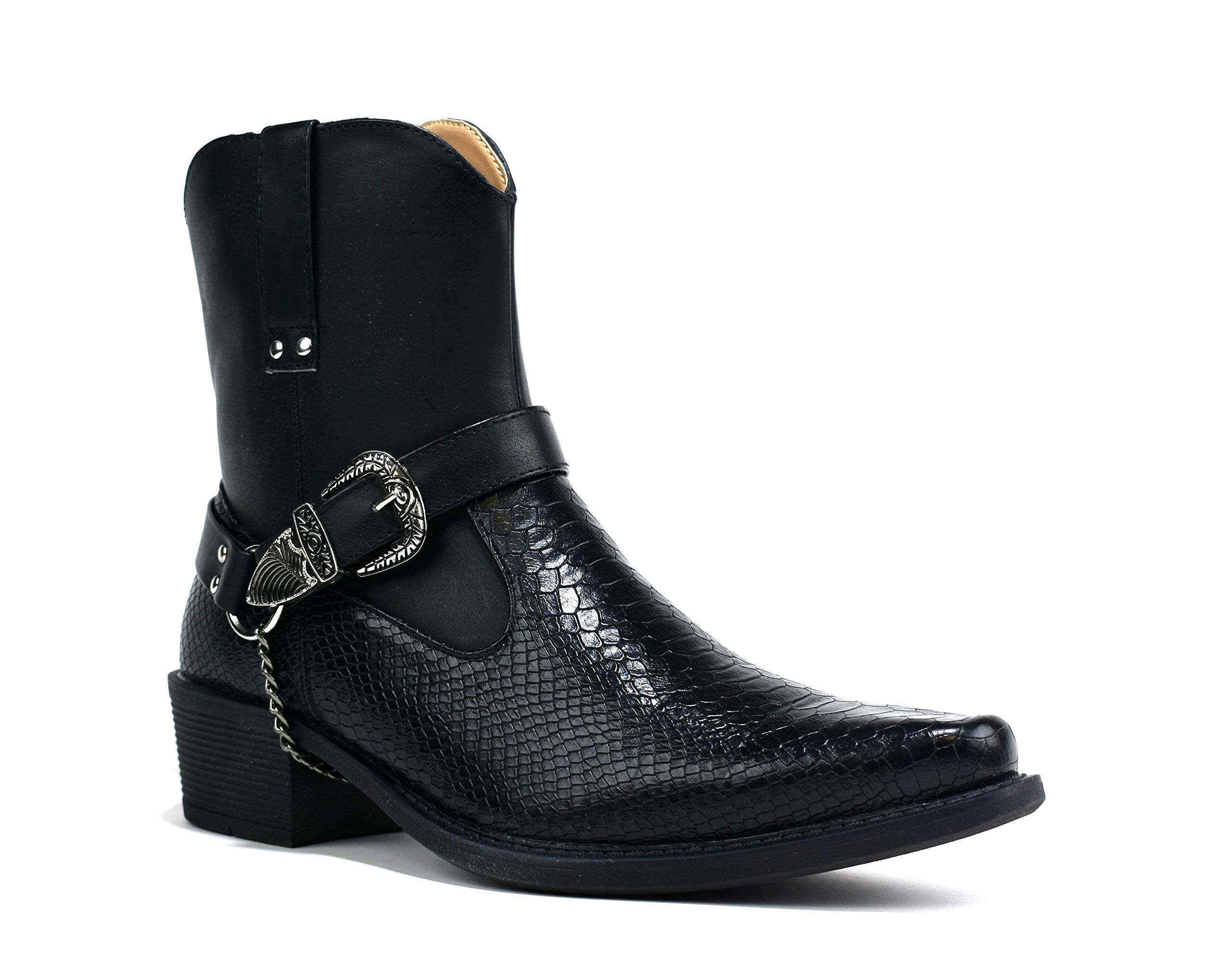 Bartiummens New Smart Chain Buckle Cuban Heel Cowboy Boots