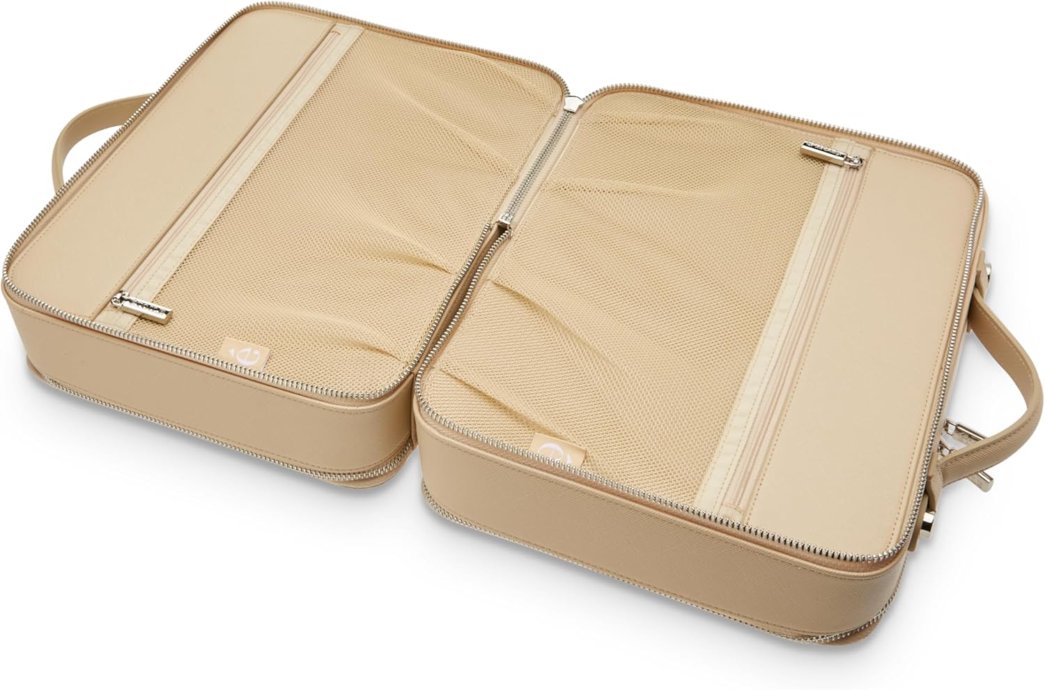 ETOILE - Large Twin Cosmetic Case Beige - Dual Compartment Cosmetic Beauty Organizer & Toiletry Case