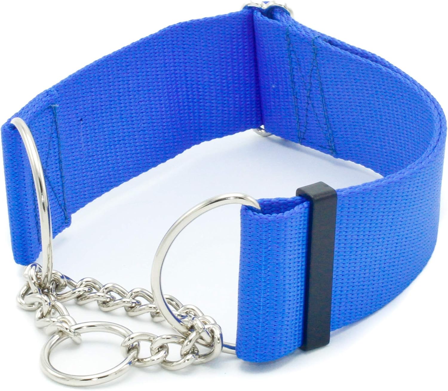2 Inch Chain Martingale Dog Collar Heavy Duty Nylon 2" Width Half Check Dog Collar Half Chain Nylon Dog Collars (Black, XXL)