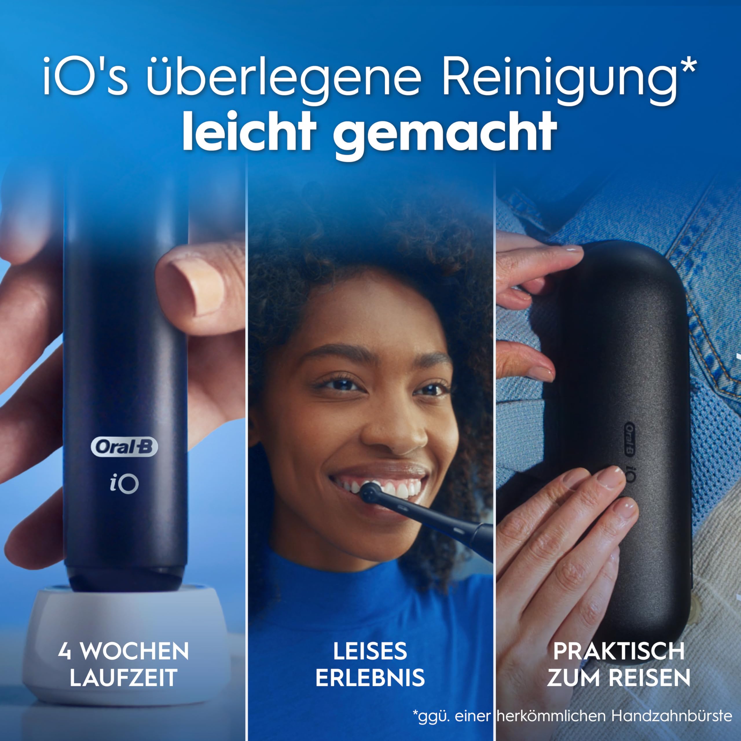 Oral-B iO Series 2 Elektrische Zahnbürste, Schwarz | Inkl. 1 Aufsteckbürste, Reise-Etui, GUT GETESTET von STIFTUNG WARENTEST, Electric Toothbrush mit 3 Putzmodi für Zahnpflege