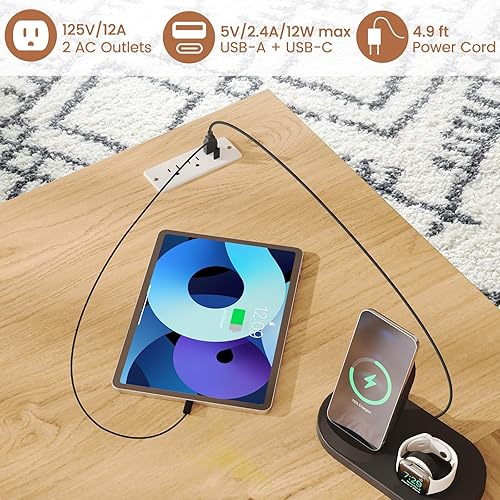 Miniatura 7 de Tangkula Escritorio para computadora en forma de L, escritorio esquinero reversible de 95 pulgadas con soporte para monitor y 3 agujeros para