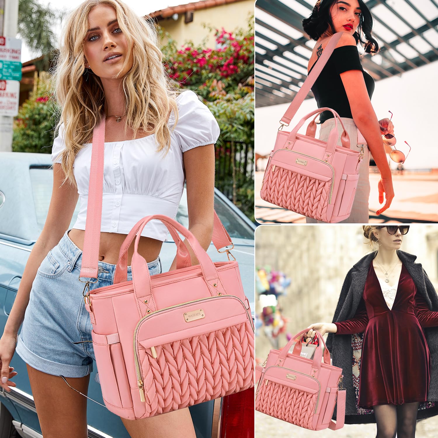 Lonchera térmica para mujer, lonchera a prueba de fugas para el trabajo, bolsa de almuerzo extragrande con correa para el hombro extraíble con bolsillos laterales, lonchera reutilizable para 6